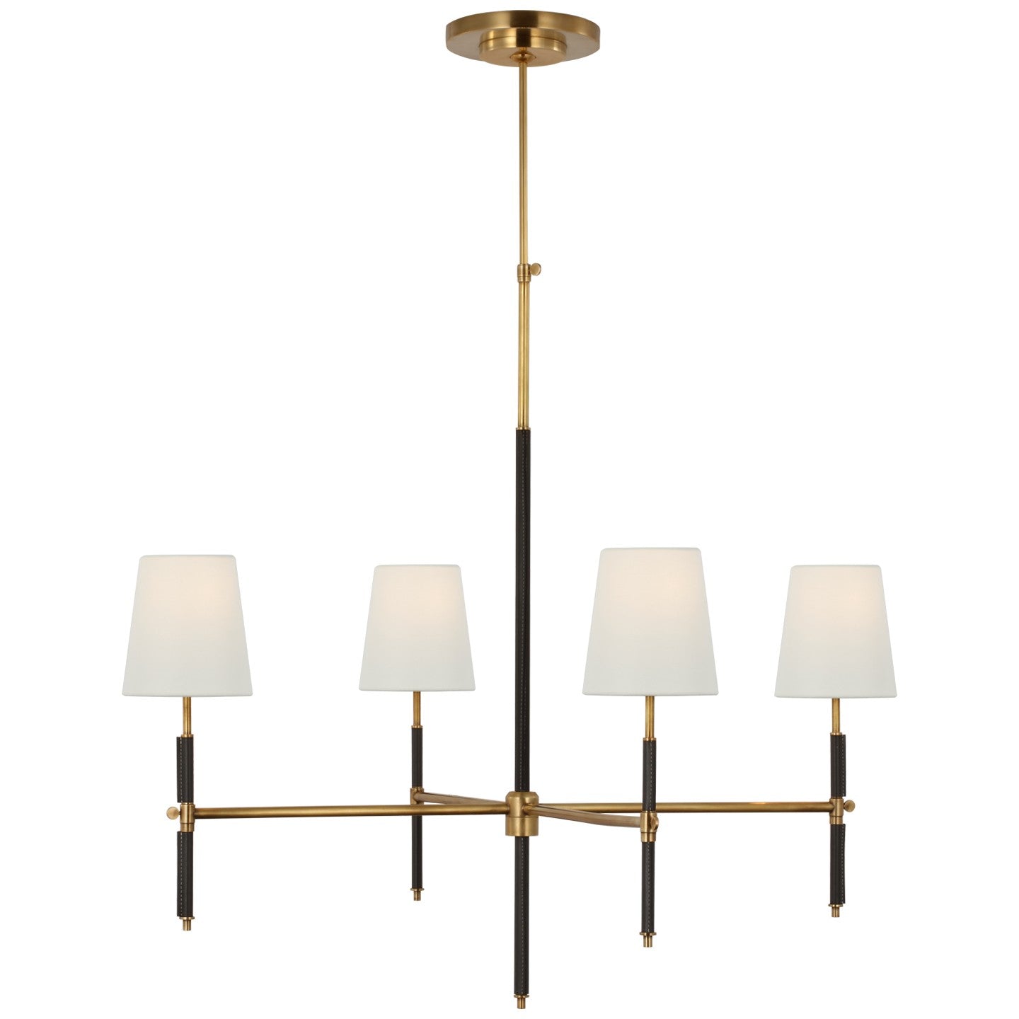 Visual Comfort Signature - TOB 5582HAB/CHC-L - LED Chandelier - Bryant Wrapped - Hand-Rubbed Antique Brass and Chocolate Leather