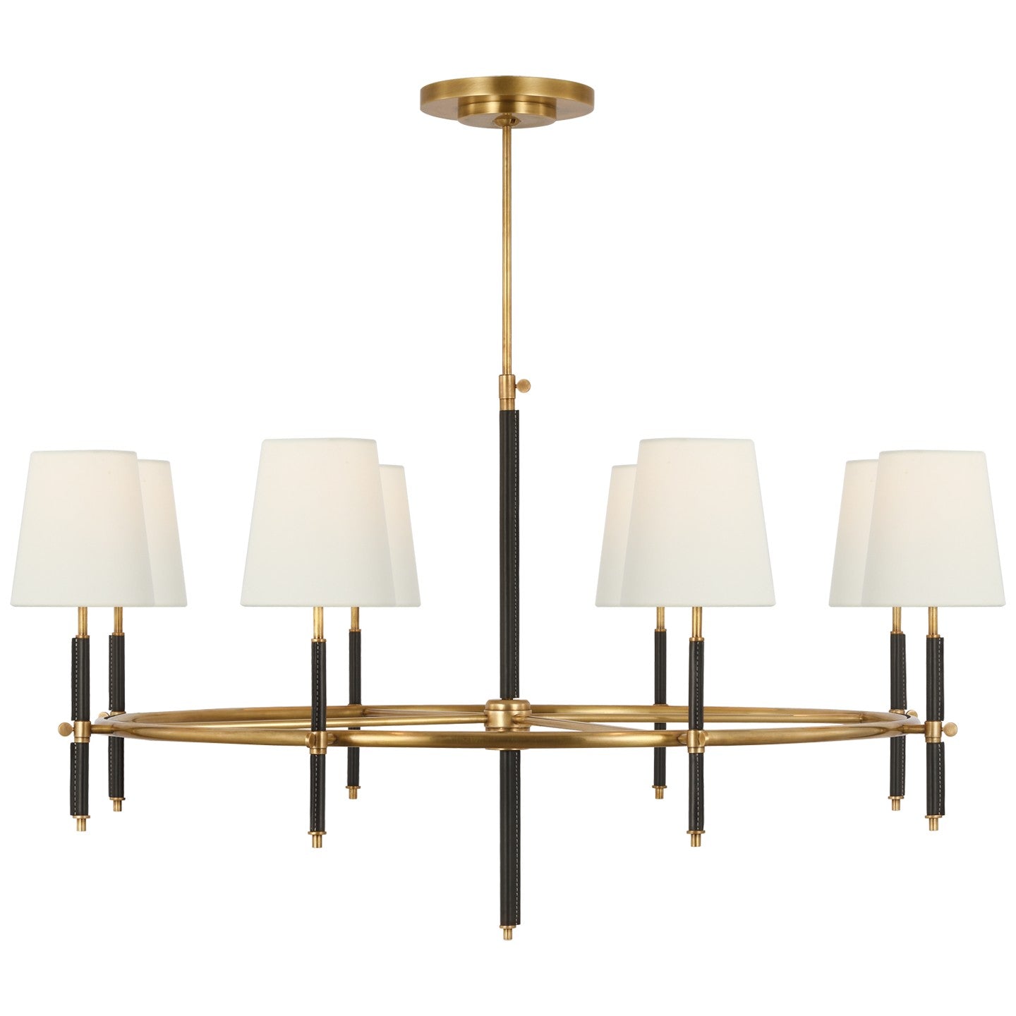 Visual Comfort Signature - TOB 5588HAB/CHC-L - LED Chandelier - Bryant Wrapped - Hand-Rubbed Antique Brass and Chocolate Leather