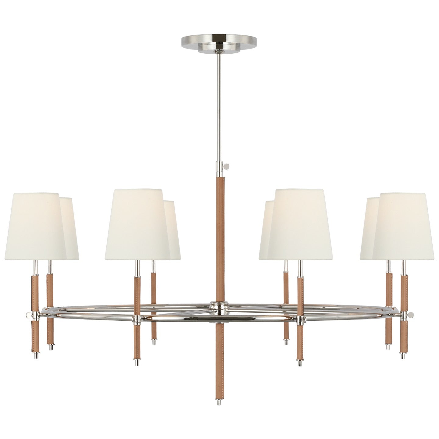 Visual Comfort Signature - TOB 5588PN/NAT-L - LED Chandelier - Bryant Wrapped - Polished Nickel and Natural Leather