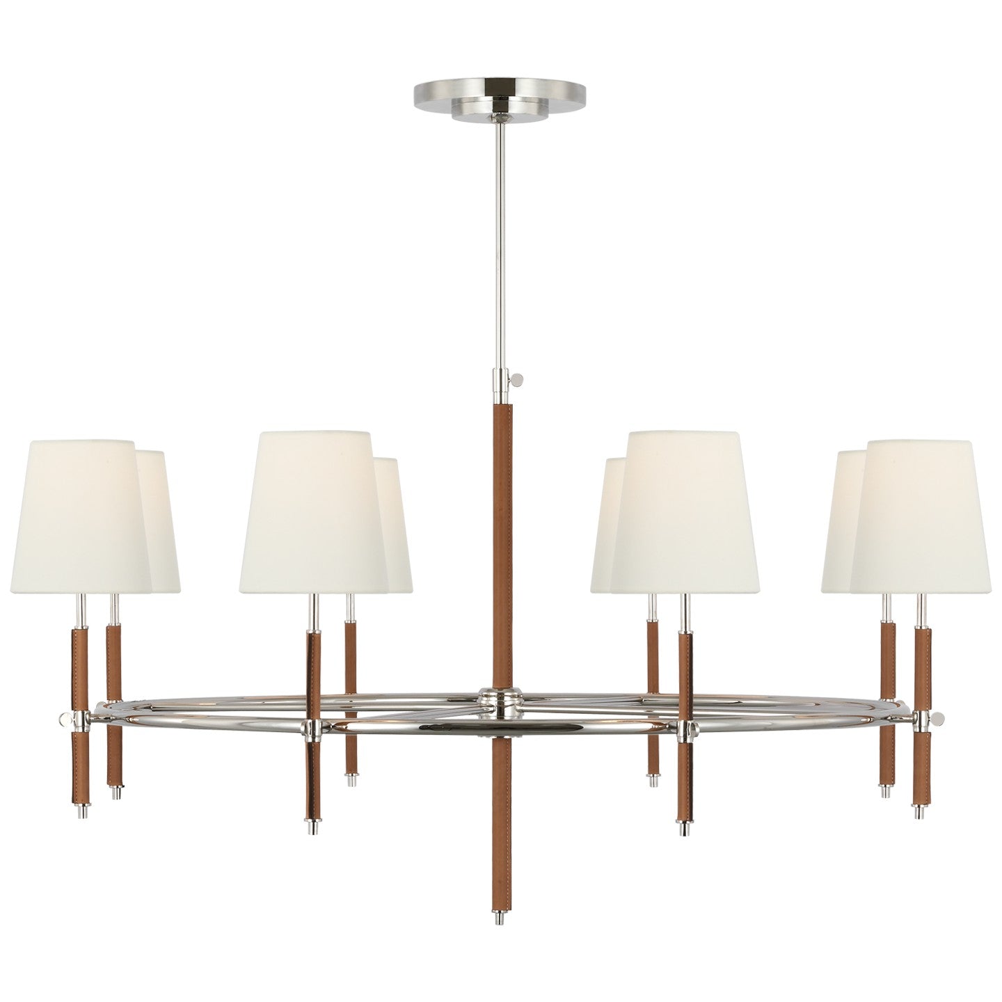 Visual Comfort Signature - TOB 5588PN/NAT-L - LED Chandelier - Bryant Wrapped - Polished Nickel and Natural Leather