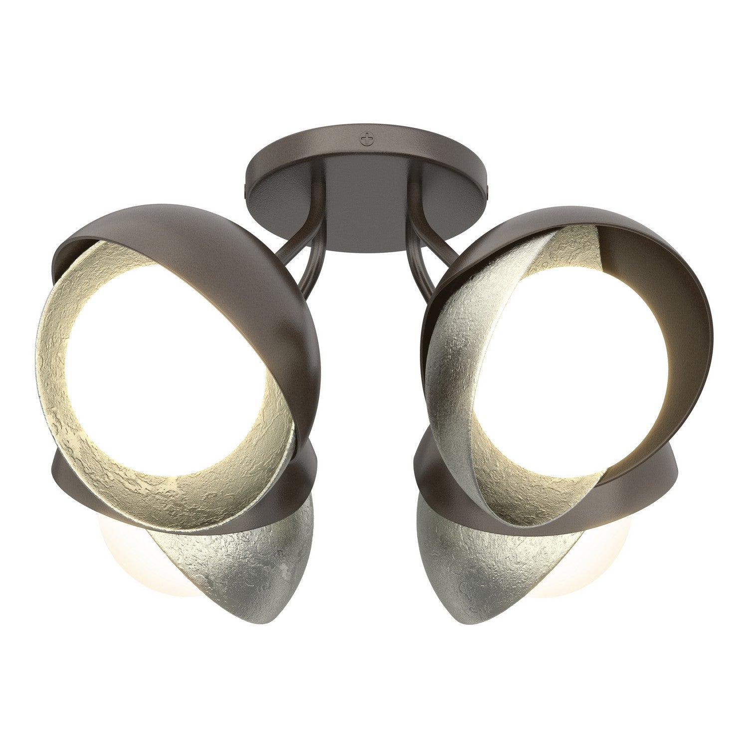 Hubbardton Forge - 121376-SKT-14-85-GG0711 - Brooklyn 4-Light Double Shade Semi-Flush - Brooklyn - Oil Rubbed Bronze