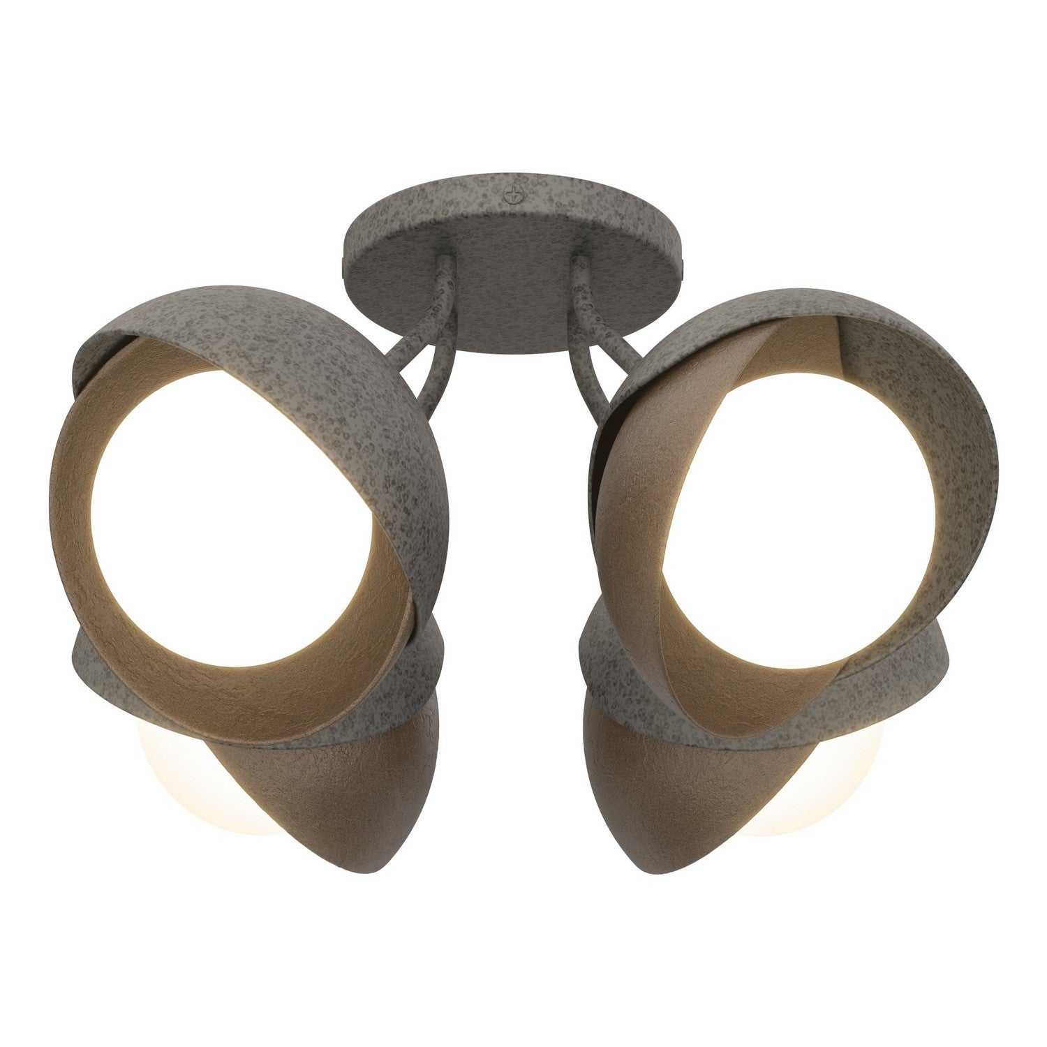 Hubbardton Forge - 121376-SKT-20-05-GG0711 - Four Light Semi-Flush Mount - Brooklyn - Natural Iron