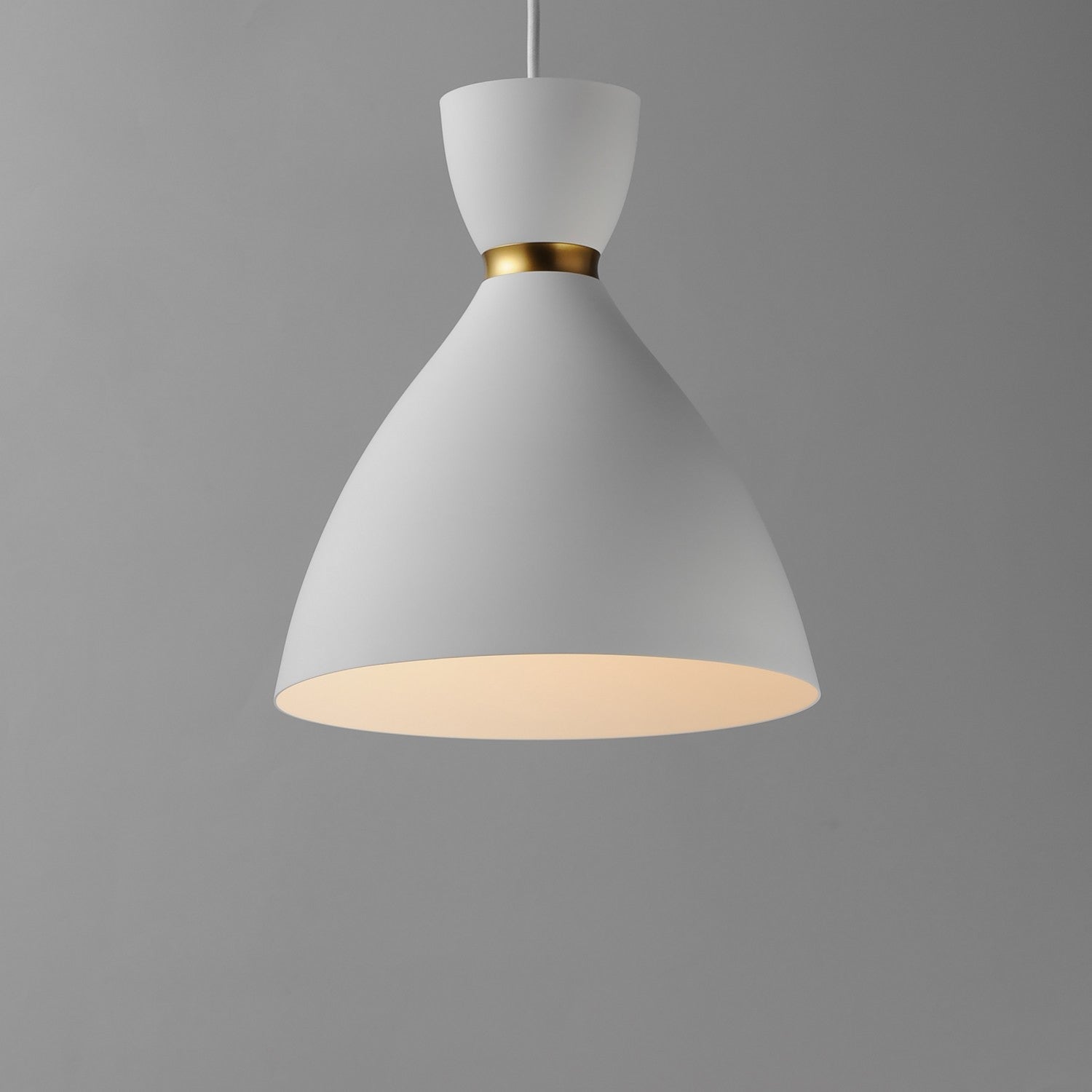 Maxim - 11302WTSBR - One Light Mini Pendant - Carillon - White/Satin Brass