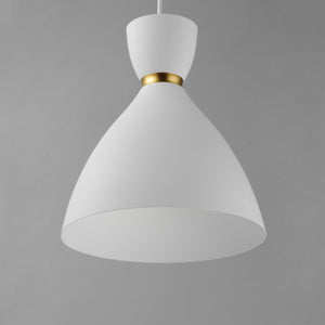 Maxim - 11302WTSBR - One Light Mini Pendant - Carillon - White/Satin Brass