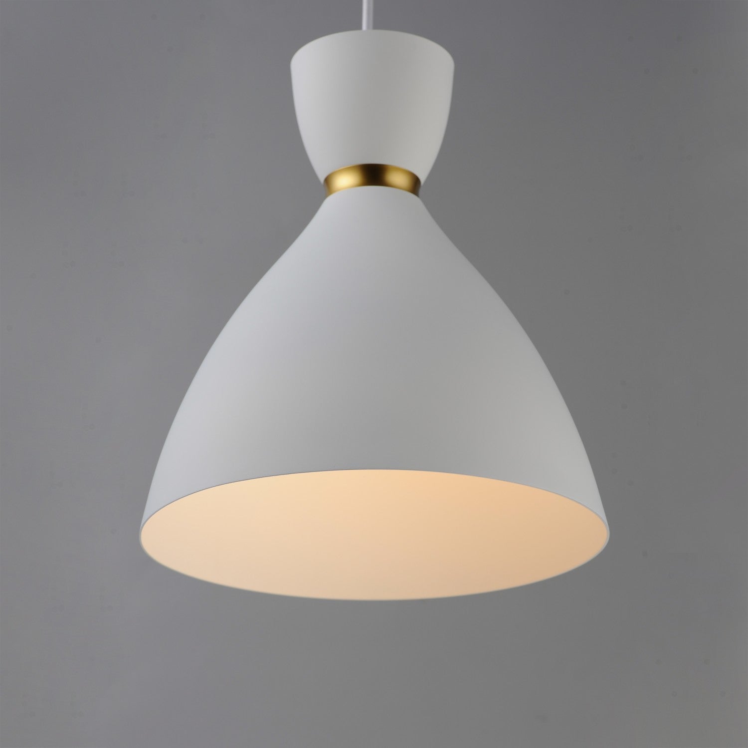 Maxim - 11302WTSBR - One Light Mini Pendant - Carillon - White/Satin Brass