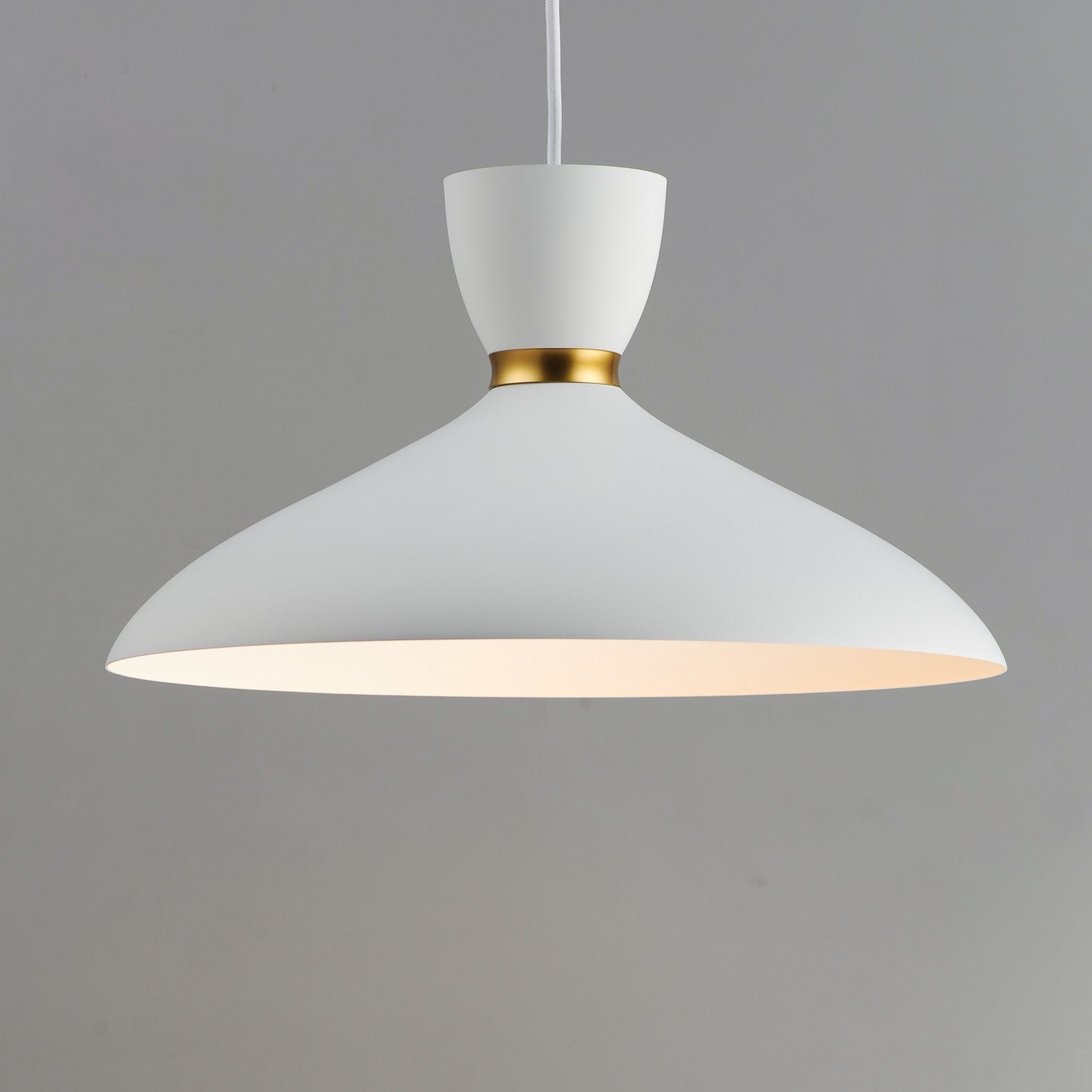 Maxim - 11304WTSBR - One Light Pendant - Carillon - White/Satin Brass