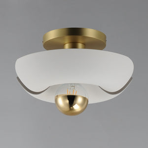 Maxim - 11390WTSBR - LED Flush Mount - Poppy - White/Satin Brass