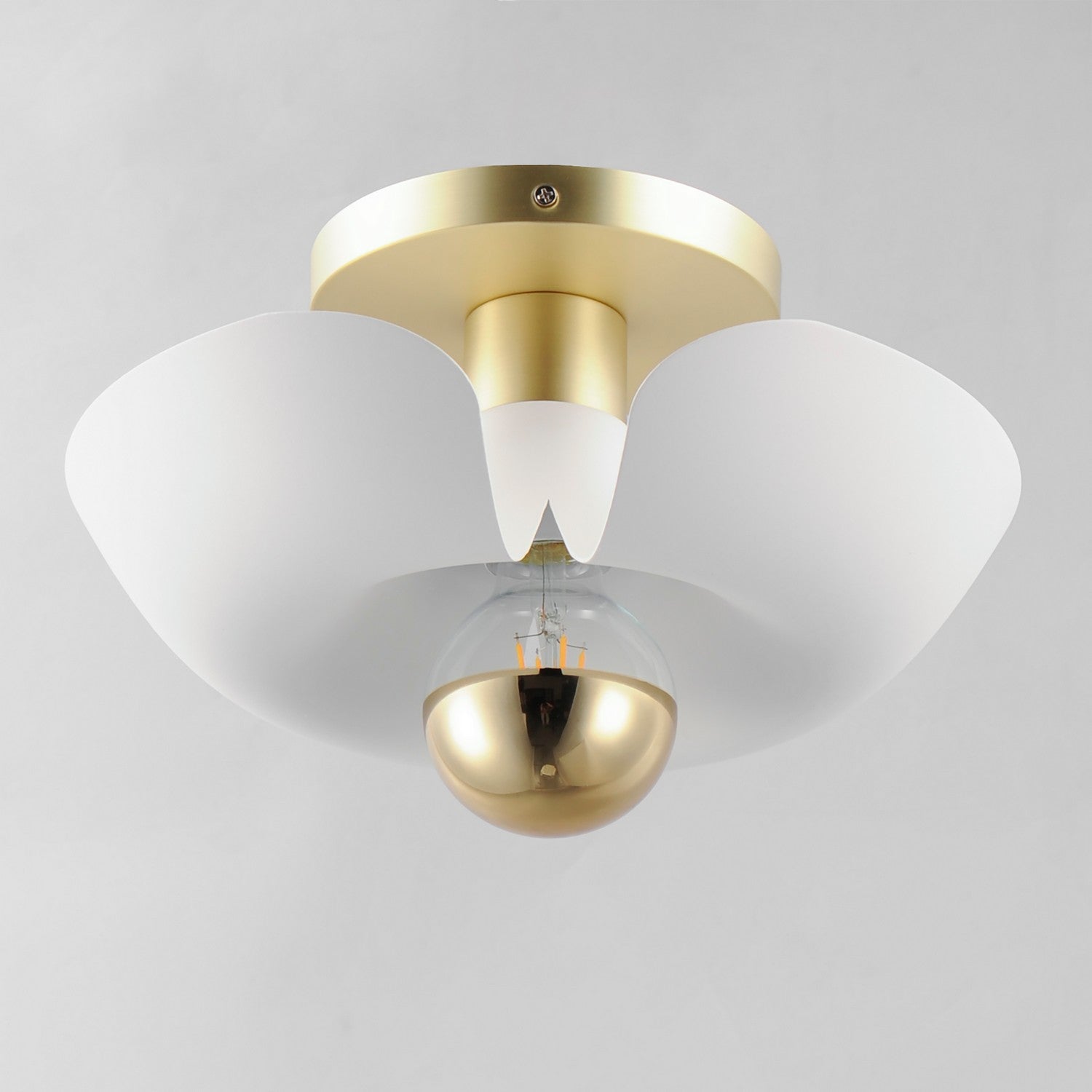 Maxim - 11390WTSBR - LED Flush Mount - Poppy - White/Satin Brass