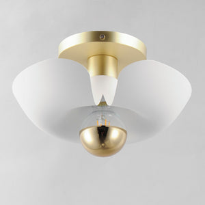 Maxim - 11390WTSBR - LED Flush Mount - Poppy - White/Satin Brass