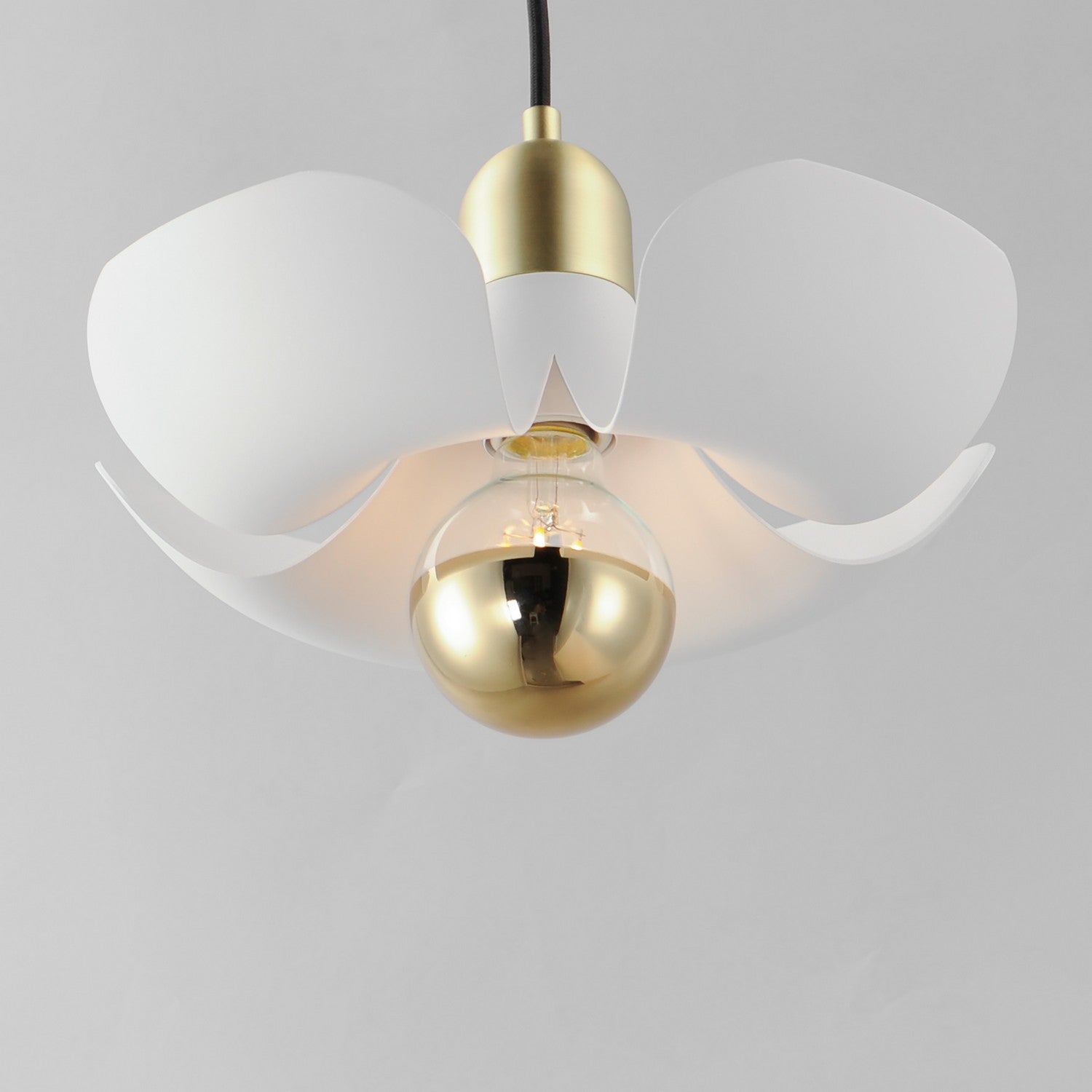 Maxim - 11391WTSBR - LED Pendant - Poppy - White/Satin Brass
