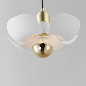 Maxim - 11391WTSBR - LED Pendant - Poppy - White/Satin Brass