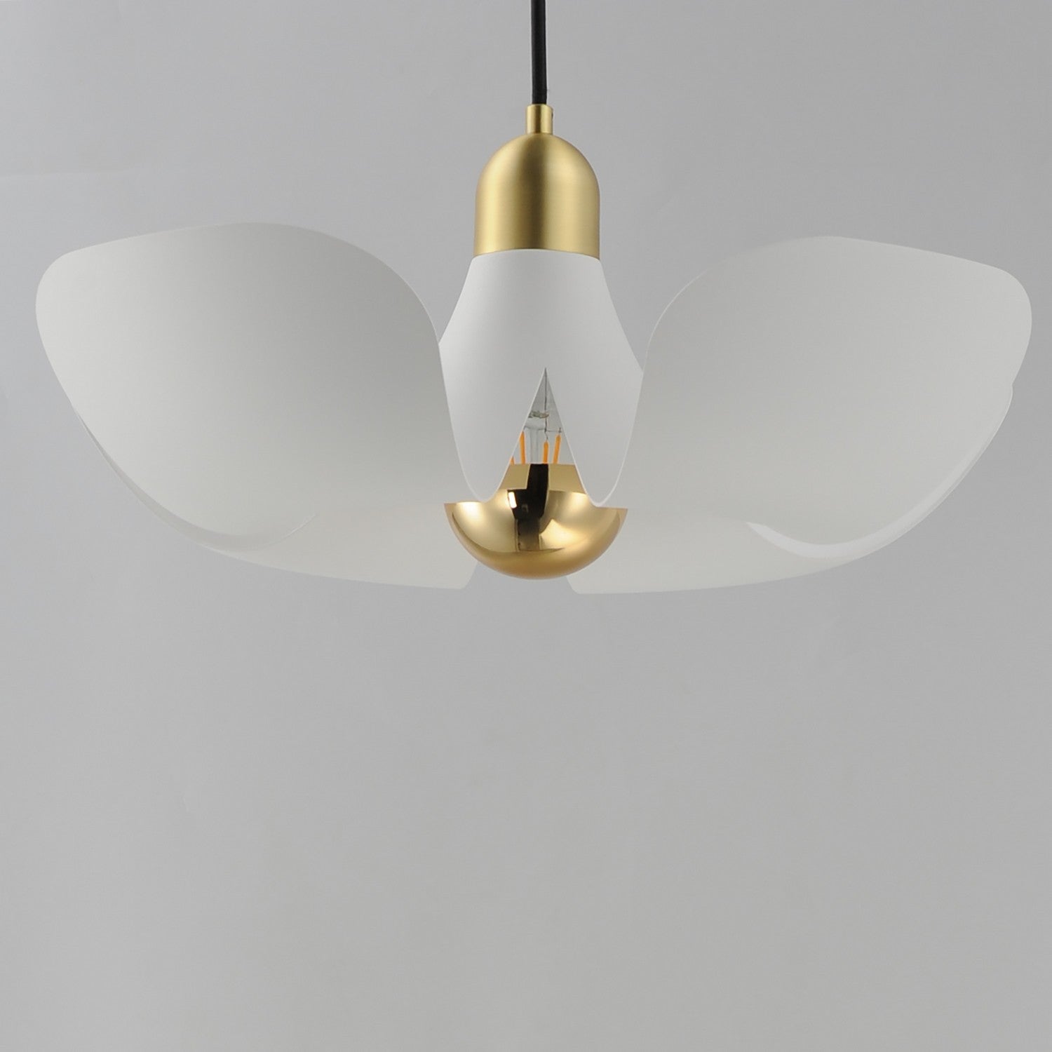 Maxim - 11394WTSBR - LED Pendant - Poppy - White/Satin Brass