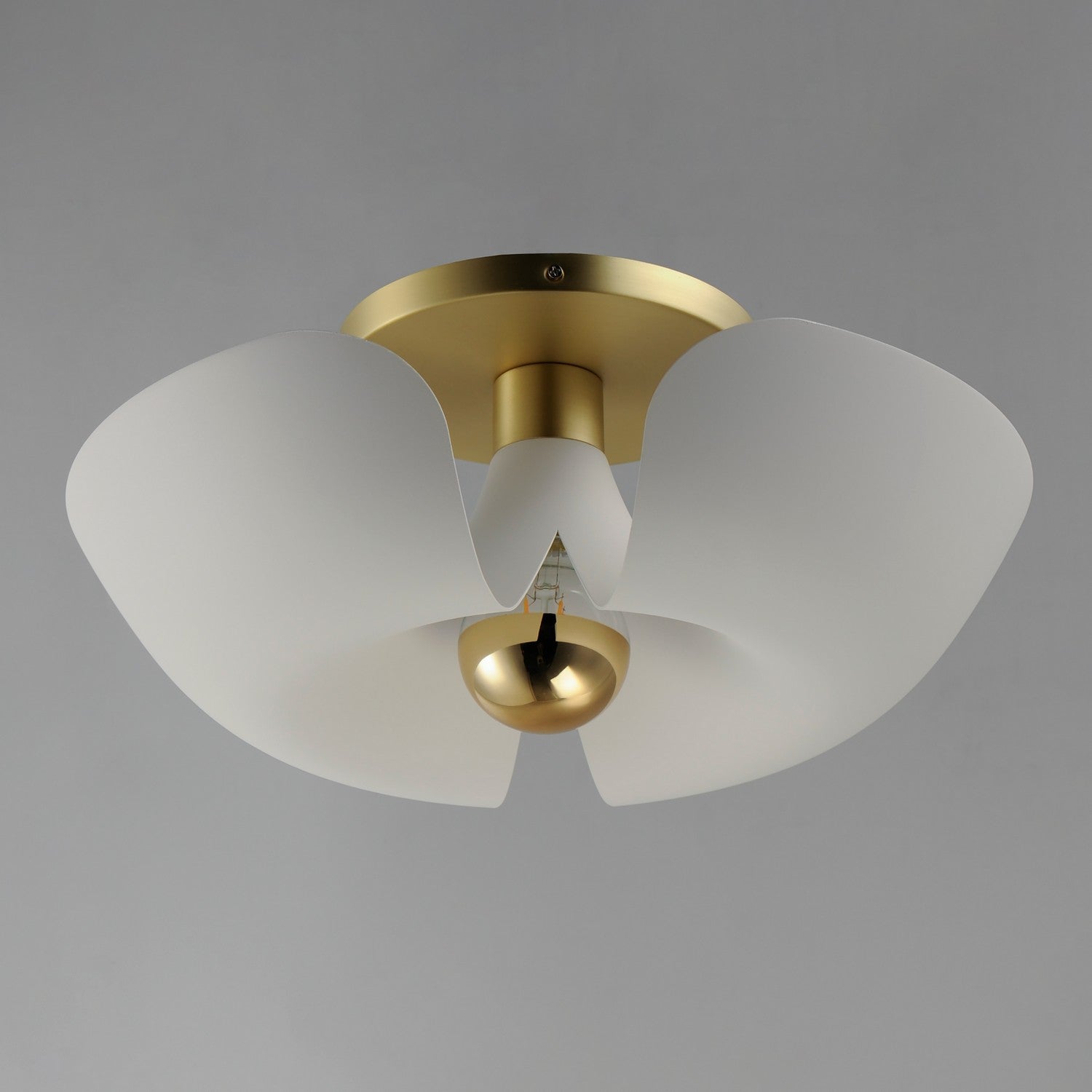 Maxim - 11399WTSBR - LED Flush Mount - Poppy - White/Satin Brass