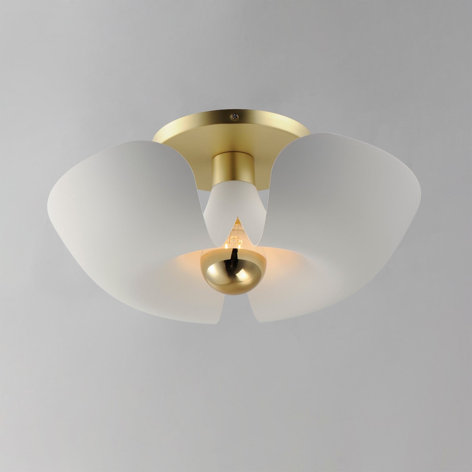 Maxim - 11399WTSBR - LED Flush Mount - Poppy - White/Satin Brass