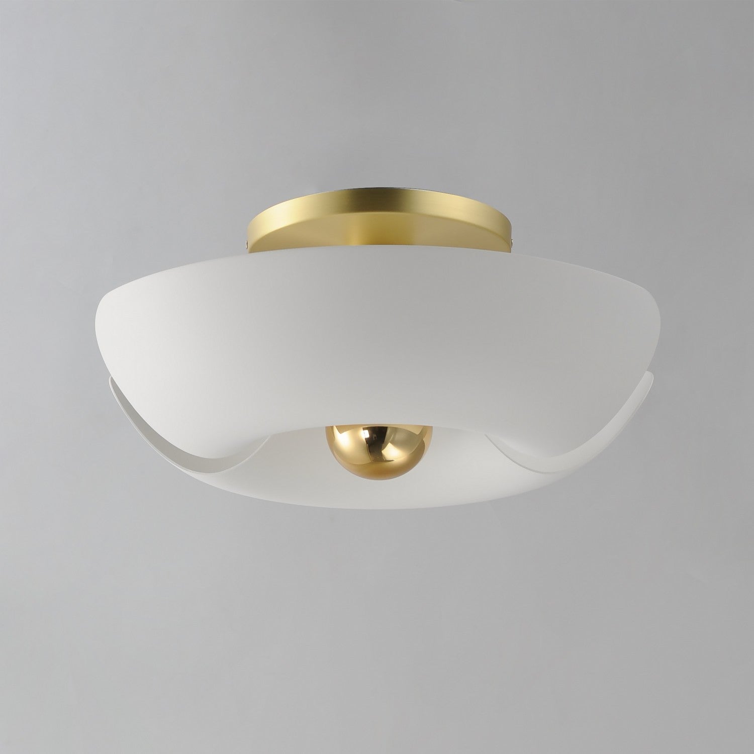 Maxim - 11399WTSBR - LED Flush Mount - Poppy - White/Satin Brass