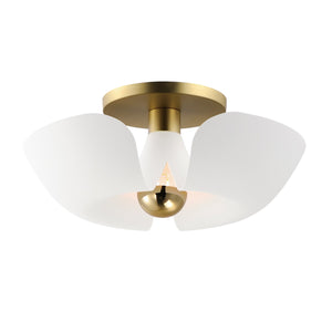 Maxim - 11399WTSBR - LED Flush Mount - Poppy - White/Satin Brass