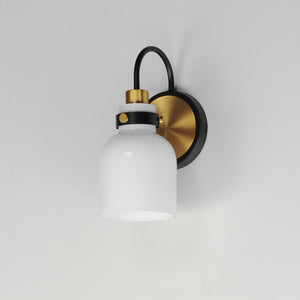 Maxim - 12331WTBKSBR - One Light Wall Sconce - Milk - Satin Brass