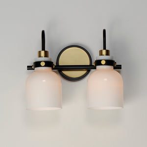 Maxim - 12332WTBKSBR - Two Light Bath Vanity - Milk - Satin Brass