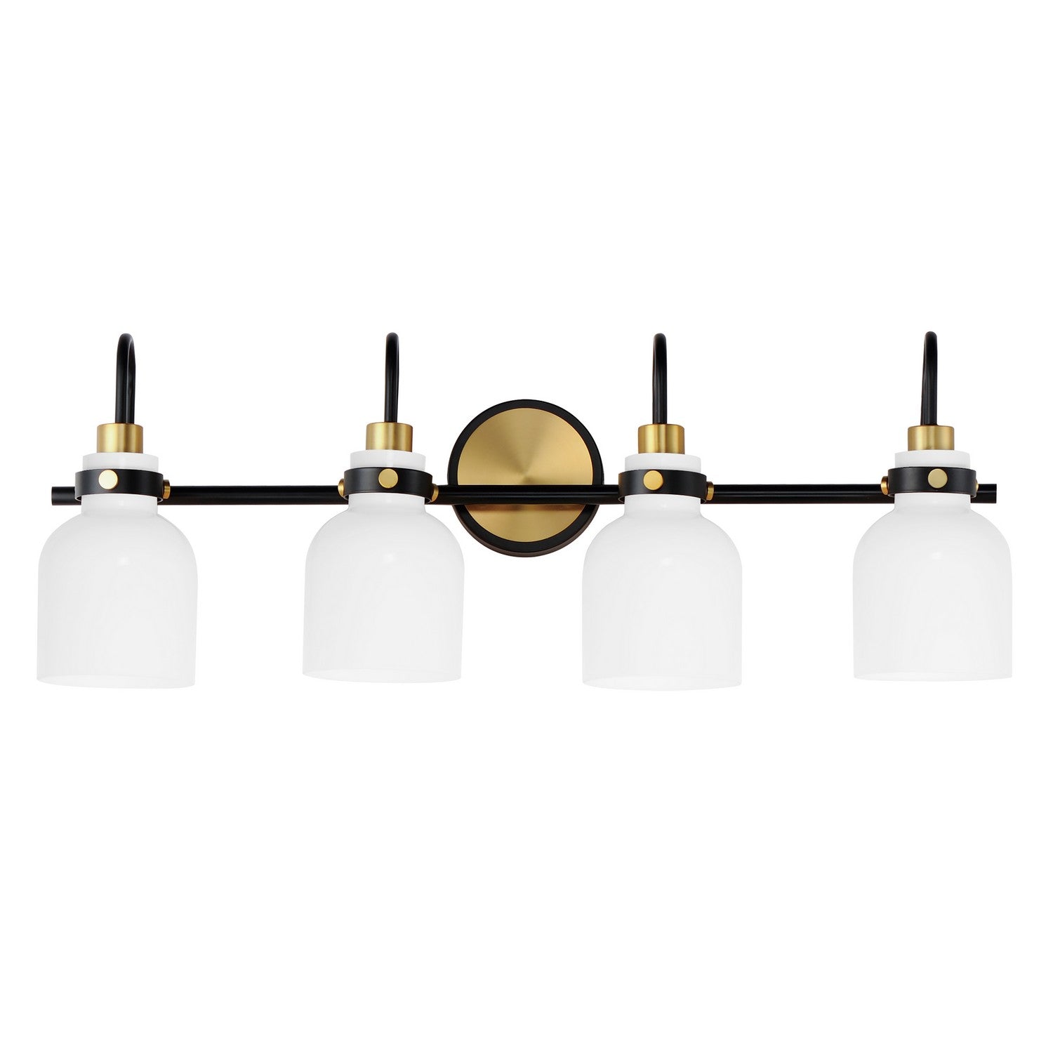 Maxim - 12334WTBKSBR - Four Light Bath Vanity - Milk - Satin Brass