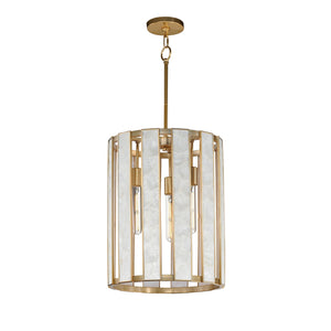 Maxim - 12802CZNAB - Three Light Foyer Pendant - Miramar - Capiz / Natural Aged Brass