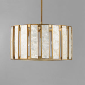 Maxim - 12803CZNAB - Three Light Pendant - Miramar - Capiz / Natural Aged Brass