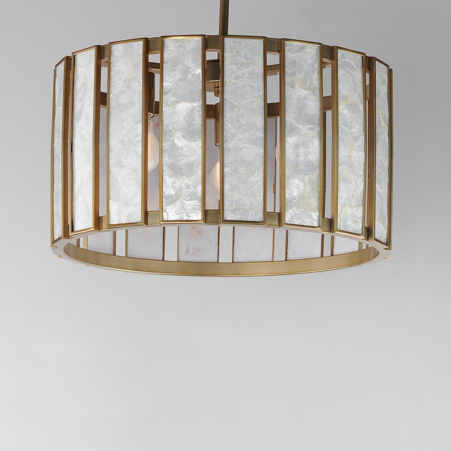 Maxim - 12803CZNAB - Three Light Pendant - Miramar - Capiz / Natural Aged Brass