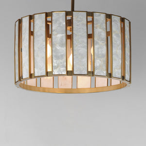 Maxim - 12803CZNAB - Three Light Pendant - Miramar - Capiz / Natural Aged Brass