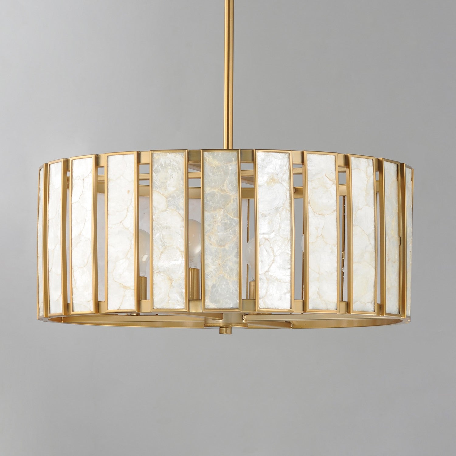 Maxim - 12804CZNAB - Four Light Pendant - Miramar - Capiz / Natural Aged Brass