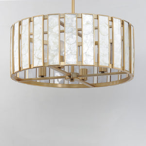 Maxim - 12804CZNAB - Four Light Pendant - Miramar - Capiz / Natural Aged Brass