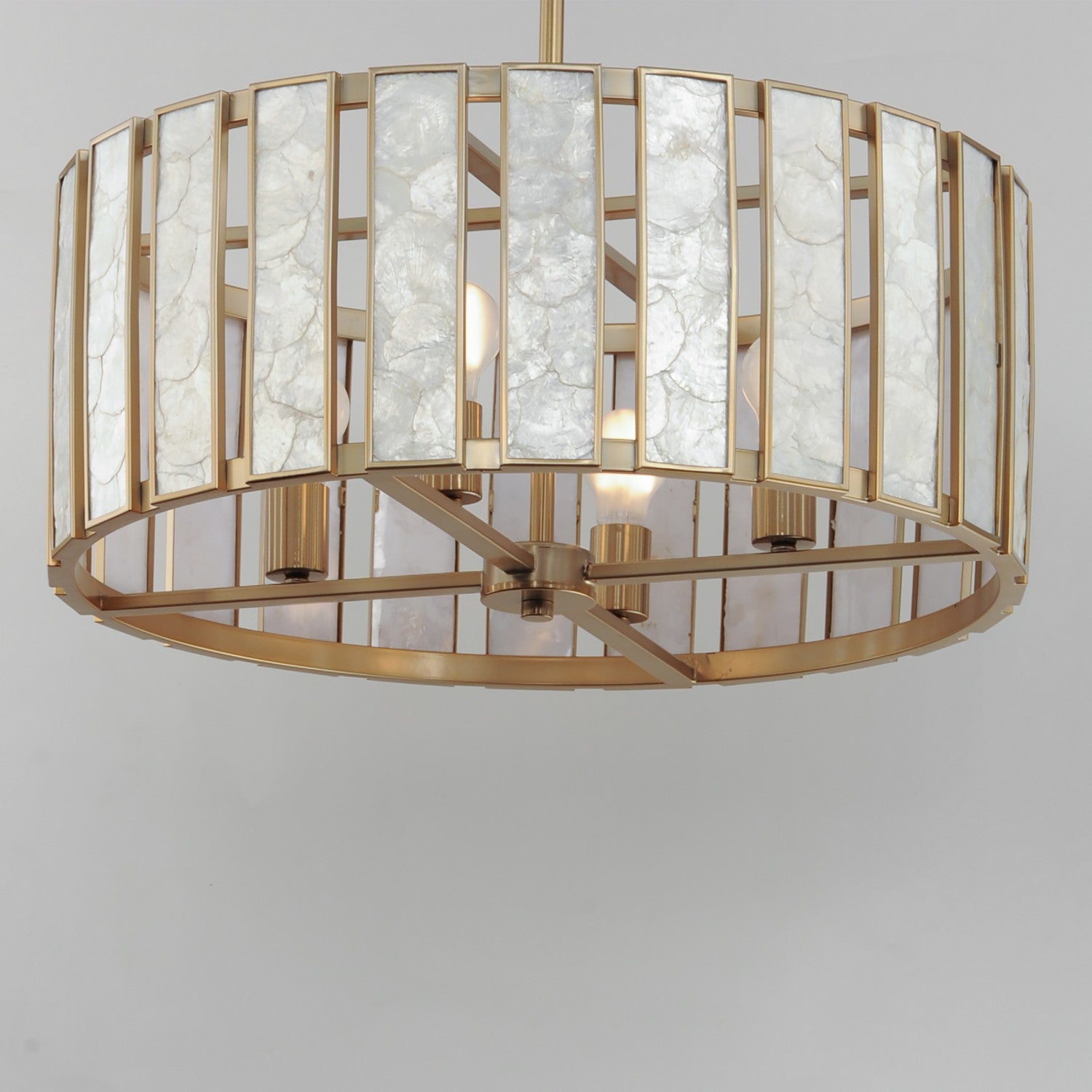 Maxim - 12804CZNAB - Four Light Pendant - Miramar - Capiz / Natural Aged Brass