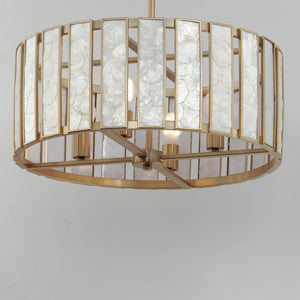 Maxim - 12804CZNAB - Four Light Pendant - Miramar - Capiz / Natural Aged Brass