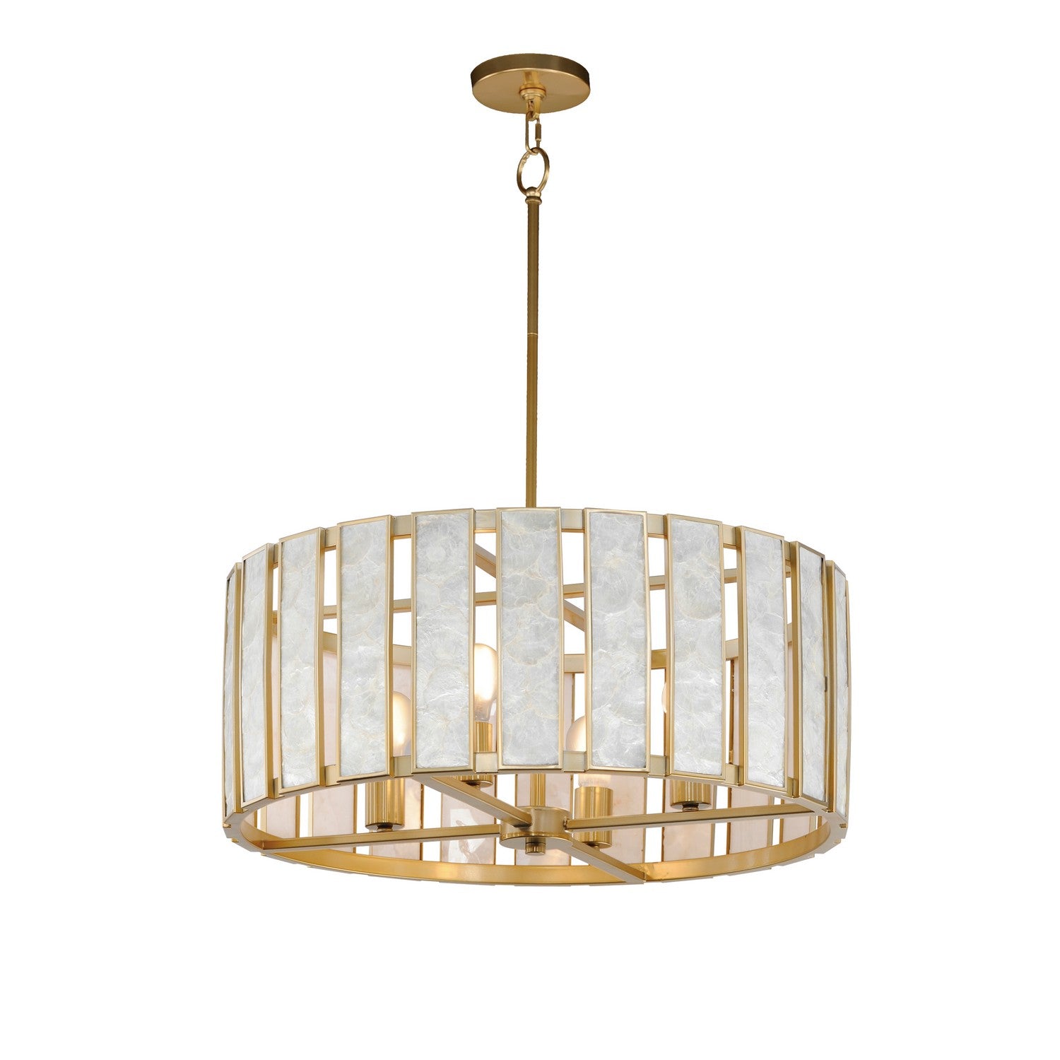 Maxim - 12804CZNAB - Four Light Pendant - Miramar - Capiz / Natural Aged Brass