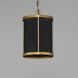 Maxim - 14461BRNAB - One Light Pendant - Rattan - Natural Aged Brass