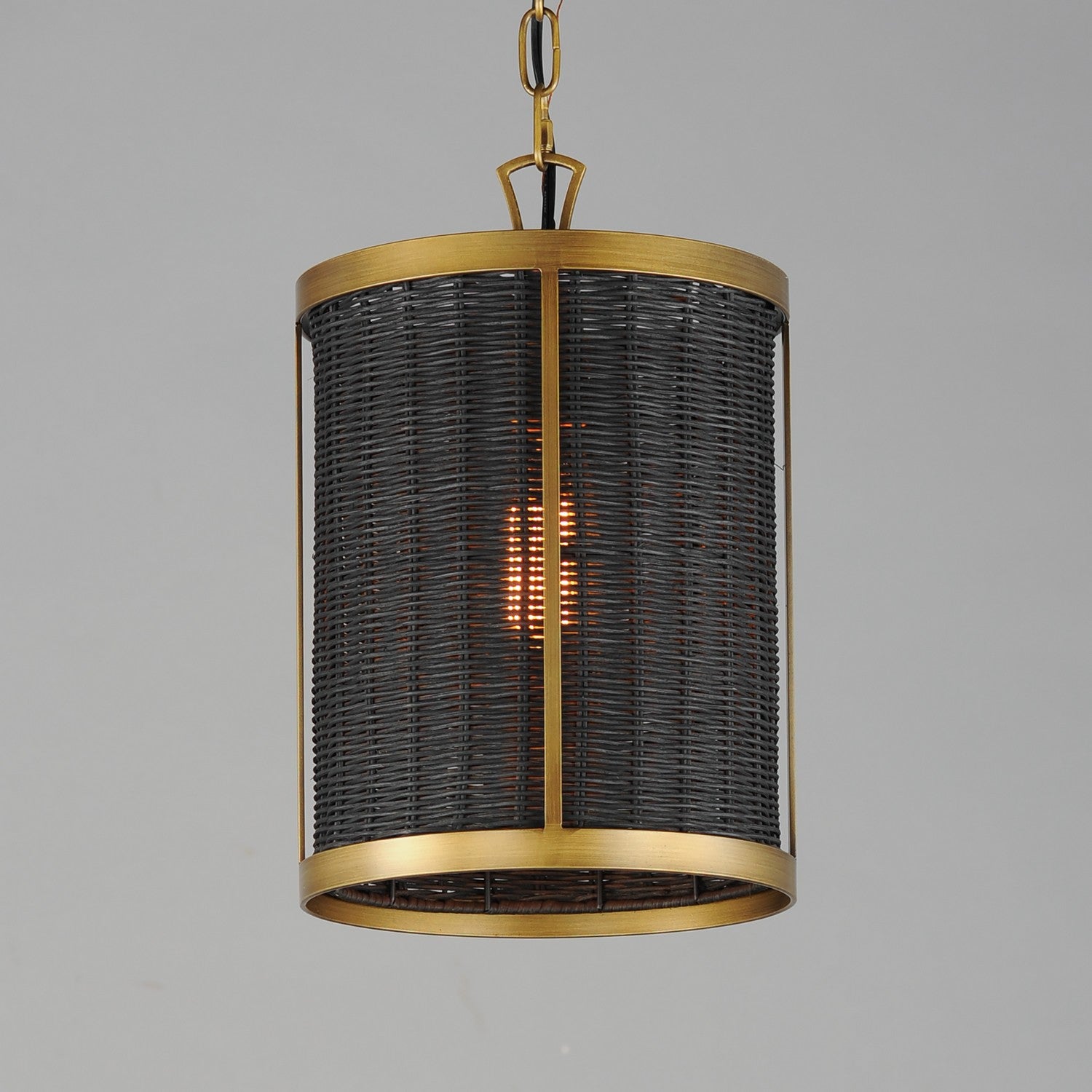 Maxim - 14461BRNAB - One Light Pendant - Rattan - Natural Aged Brass