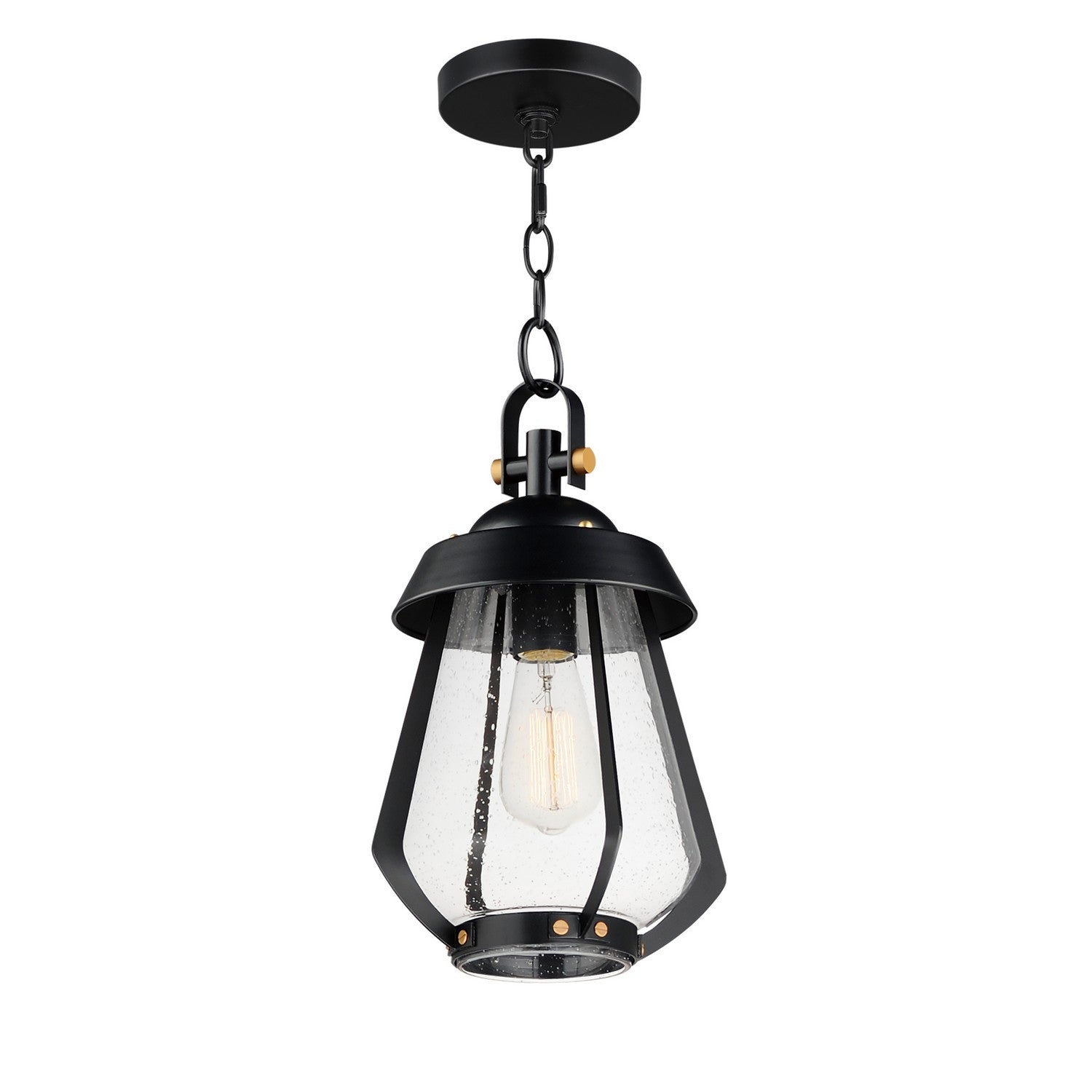 Maxim - 30621CDBKAB - One Light Outdoor Pendant - Mariner - Black / Antique Brass