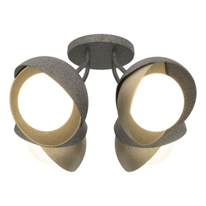 Hubbardton Forge - 121376-SKT-20-84-GG0711 - Four Light Semi-Flush Mount - Brooklyn - Natural Iron