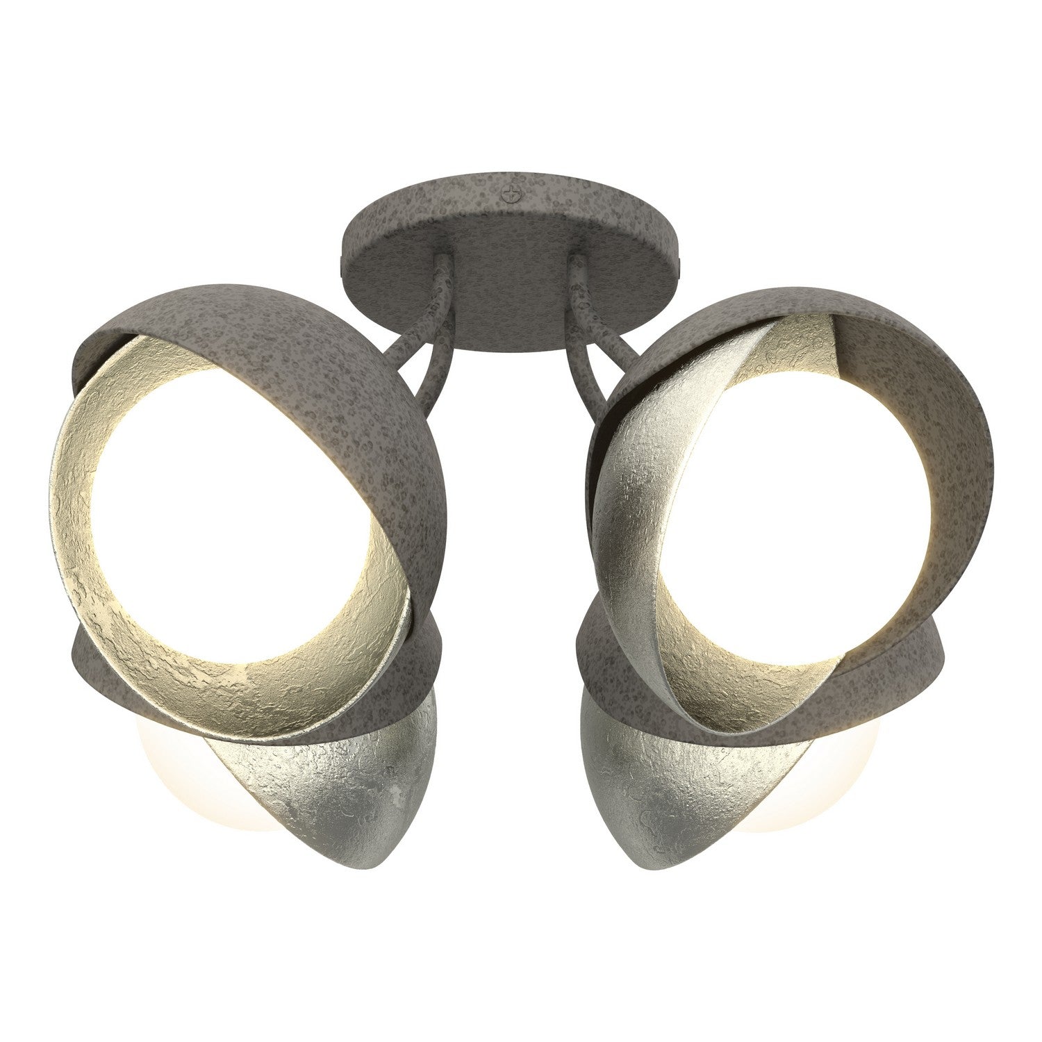 Hubbardton Forge - 121376-SKT-20-85-GG0711 - Brooklyn 4-Light Double Shade Semi-Flush - Brooklyn - Natural Iron