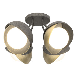 Hubbardton Forge - 121376-SKT-20-86-GG0711 - Four Light Semi-Flush Mount - Brooklyn - Natural Iron