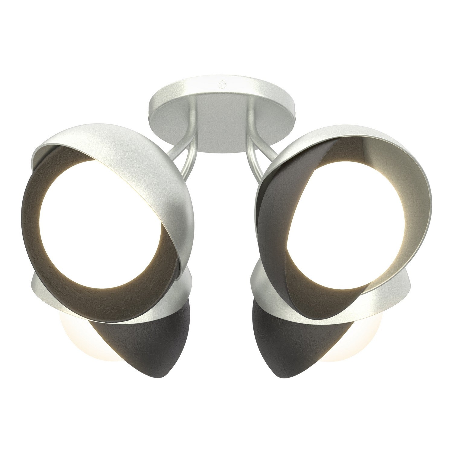 Hubbardton Forge - 121376-SKT-82-10-GG0711 - Brooklyn 4-Light Double Shade Semi-Flush - Brooklyn - Vintage Platinum