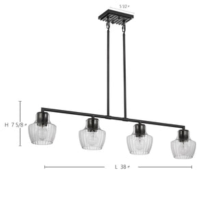 Nuvo Lighting - 60-7704 - Four Light Island Pendant - Destin - Black / Silver Accents