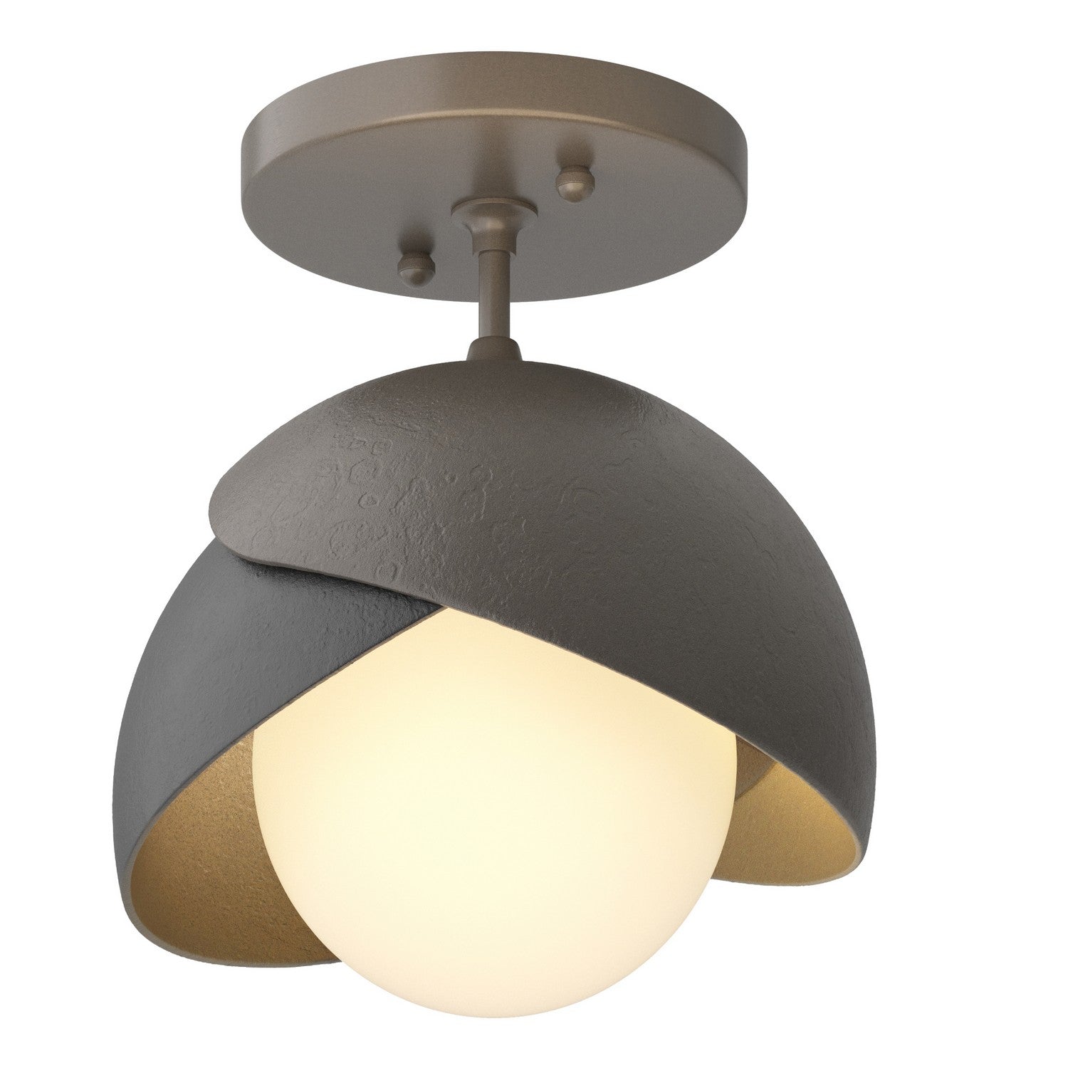Hubbardton Forge - 121377-SKT-07-10-GG0711 - Brooklyn 1-Light Double Shade Semi-Flush - Brooklyn - Dark Smoke