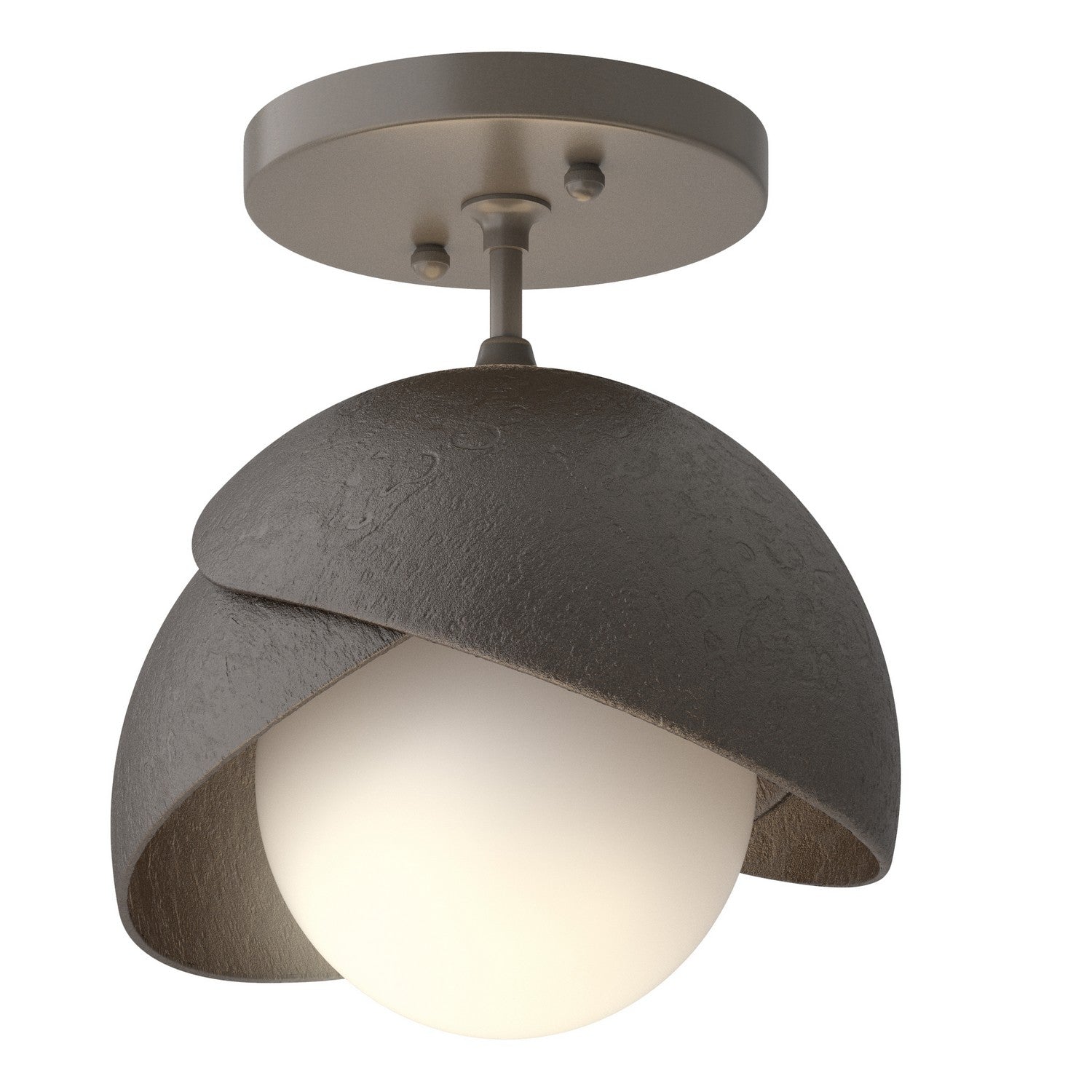 Hubbardton Forge - 121377-SKT-07-14-GG0711 - One Light Semi-Flush Mount - Brooklyn - Dark Smoke