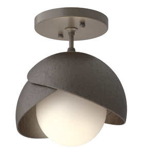 Hubbardton Forge - 121377-SKT-07-14-GG0711 - One Light Semi-Flush Mount - Brooklyn - Dark Smoke