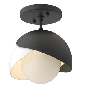 Hubbardton Forge - 121377-SKT-10-02-GG0711 - One Light Semi-Flush Mount - Brooklyn - Black