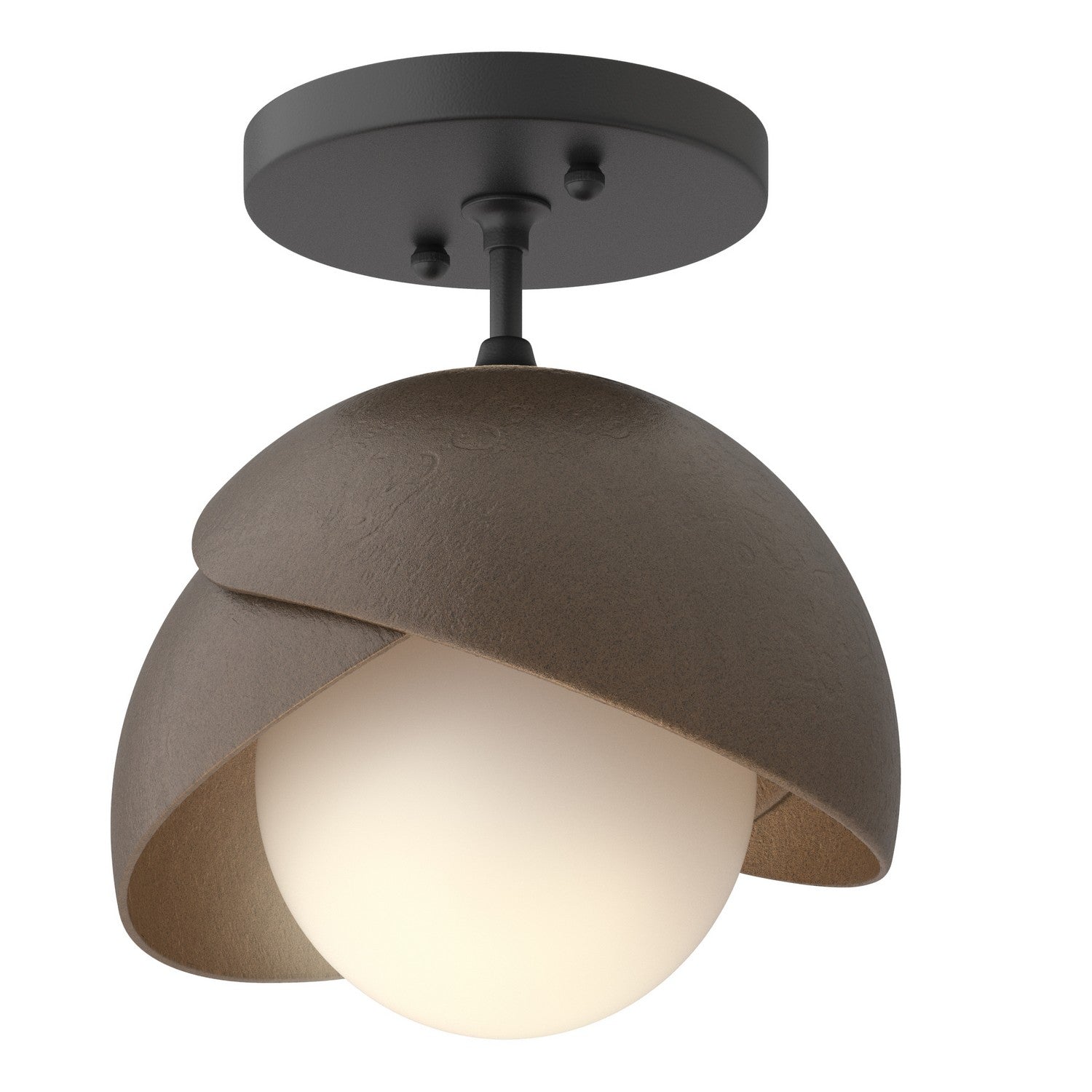 Hubbardton Forge - 121377-SKT-10-05-GG0711 - Brooklyn 1-Light Double Shade Semi-Flush - Brooklyn - Black