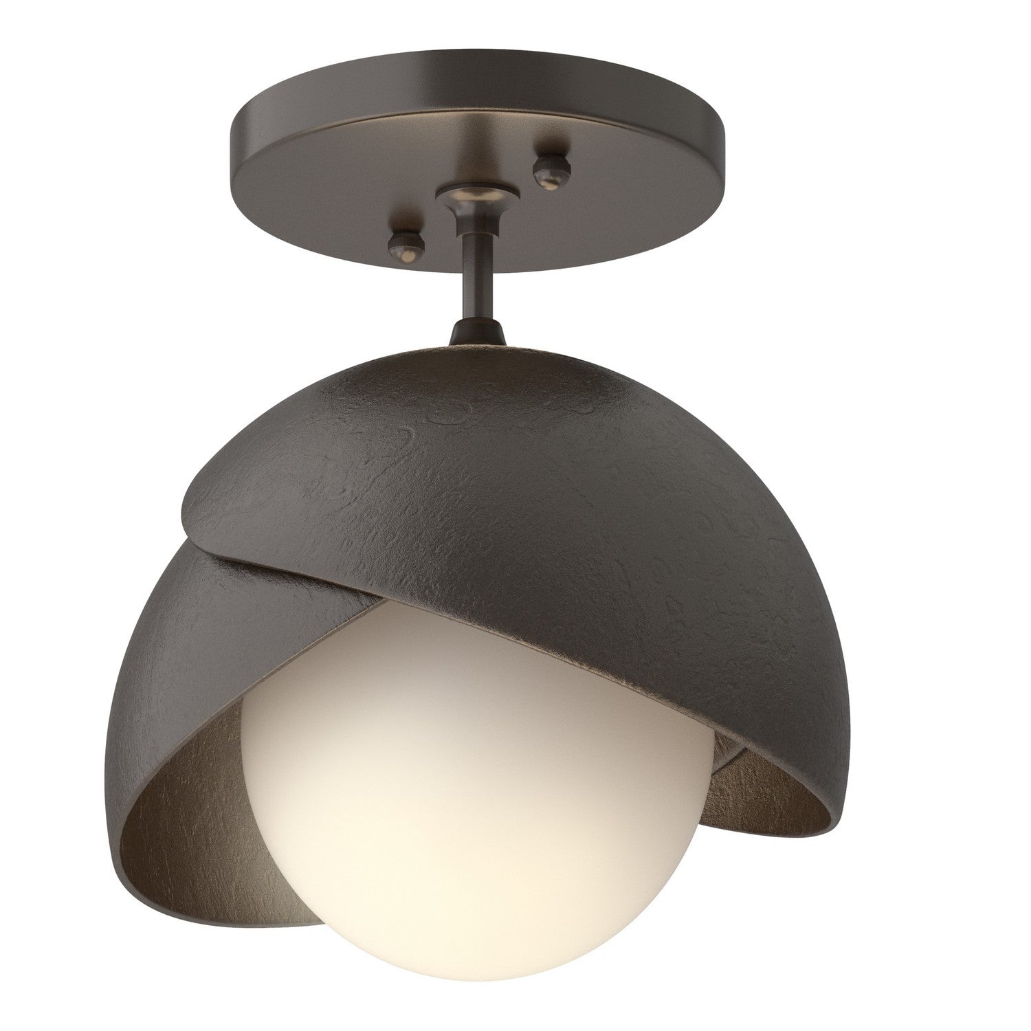 Hubbardton Forge - 121377-SKT-14-14-GG0711 - Brooklyn 1-Light Double Shade Semi-Flush - Brooklyn - Oil Rubbed Bronze