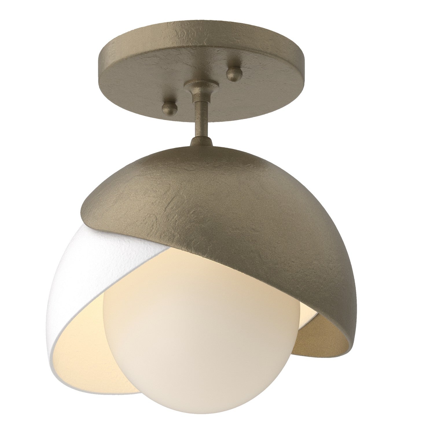 Hubbardton Forge - 121377-SKT-84-02-GG0711 - Brooklyn 1-Light Double Shade Semi-Flush - Brooklyn - Soft Gold