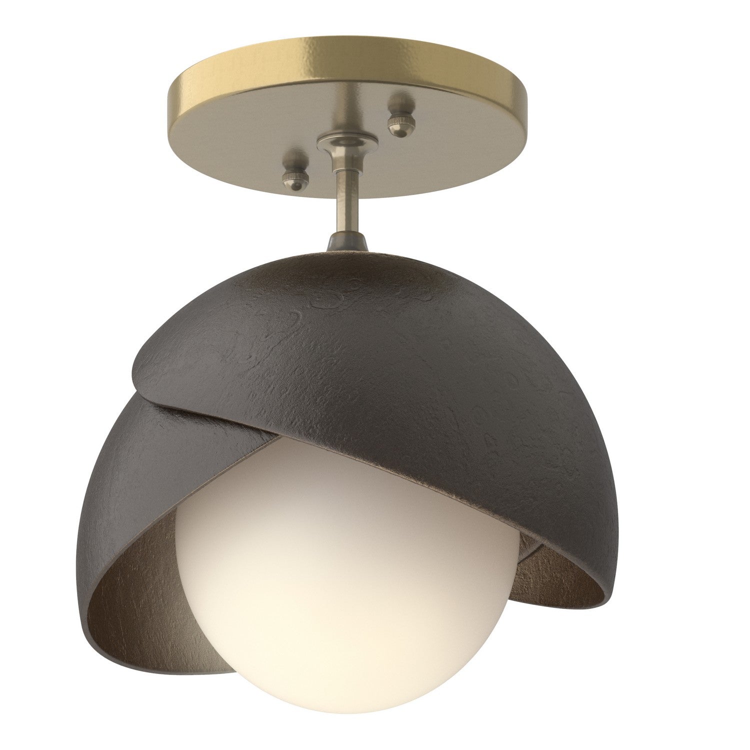 Hubbardton Forge - 121377-SKT-86-14-GG0711 - Brooklyn 1-Light Double Shade Semi-Flush - Brooklyn - Modern Brass