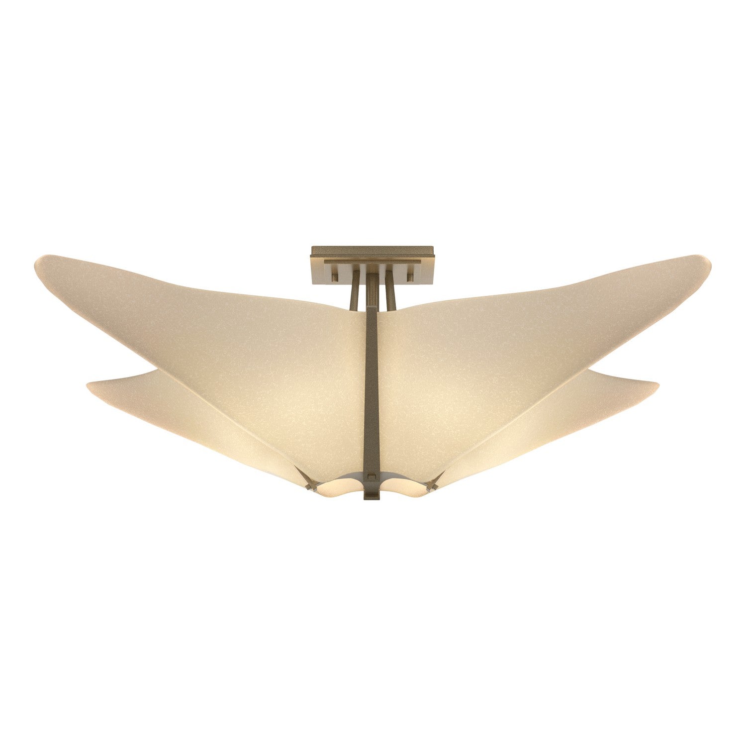 Hubbardton Forge - 123305-SKT-84-SH1995 - Four Light Semi-Flush Mount - Kirigami - Soft Gold