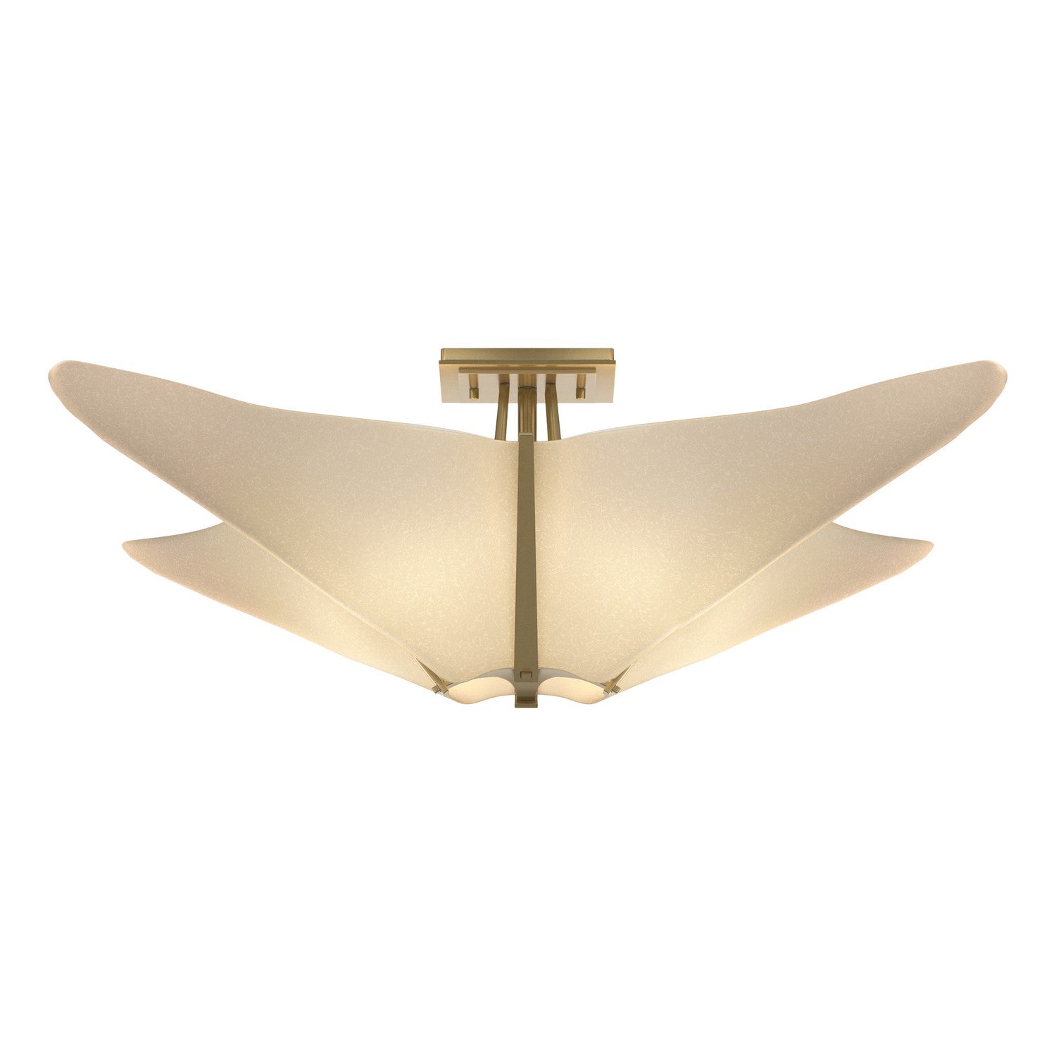 Hubbardton Forge - 123305-SKT-86-SH1995 - Four Light Semi-Flush Mount - Kirigami - Modern Brass